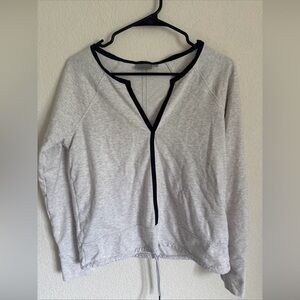 ATHLETA Sentry Tie Pull Over Long Sleeve Top Gray Size Small